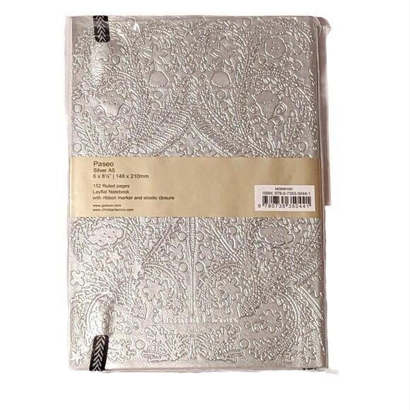 NEW! Christian Lacroix‎ Silver Metal Paseo A5 Layflat Journal Notebook 152 pgs - Picture 2 of 7